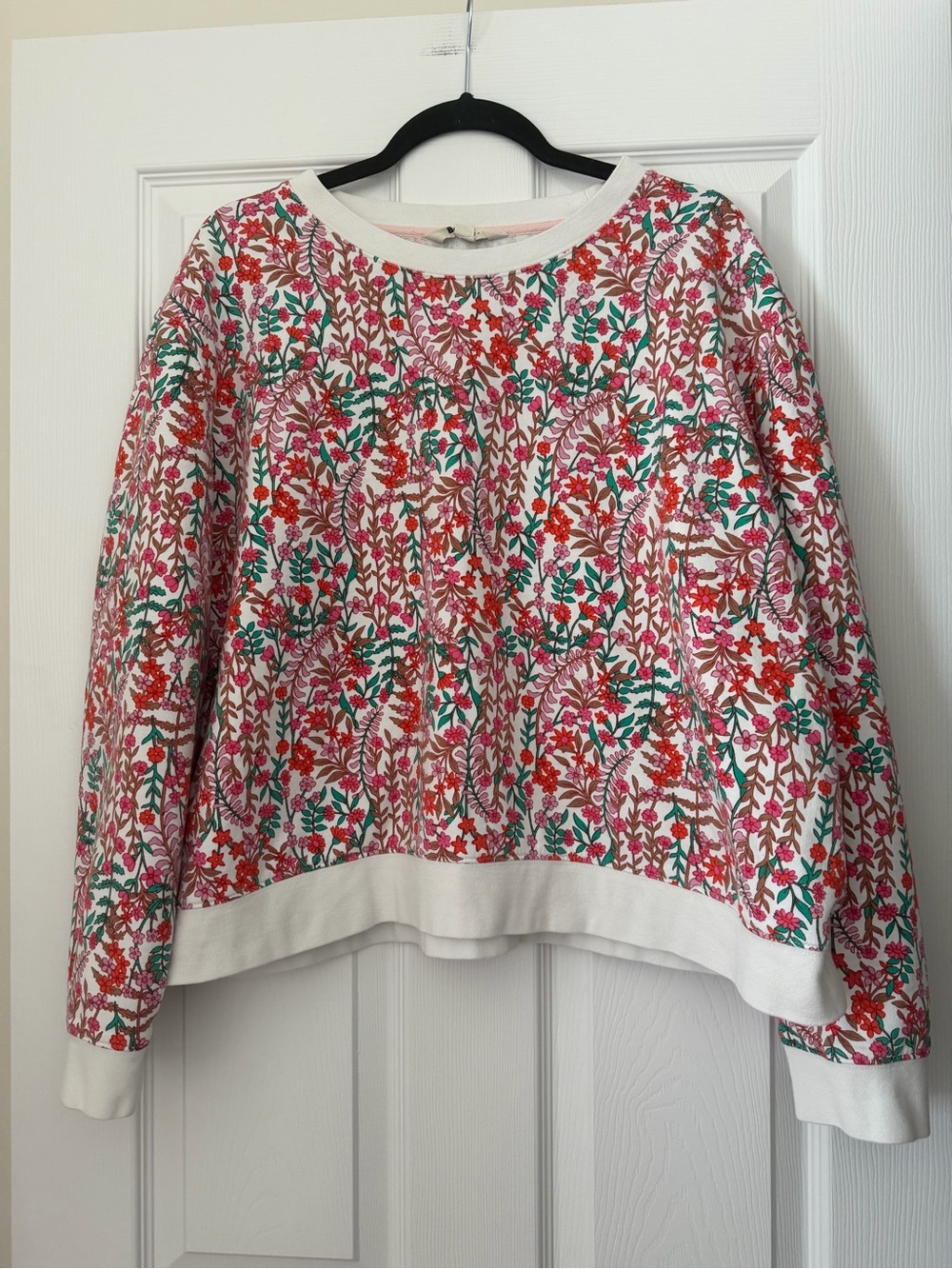 Boden XL Hannah Printed Sweatshirt Floral Crewneck White Vibrant womens